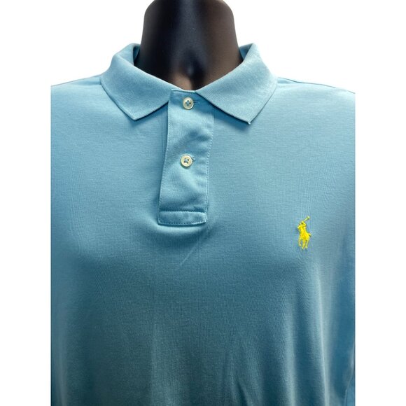 Polo Ralph Lauren Mens Light Blue Pima Soft Touch Polo Shirt Size L - Picture 3 of 6